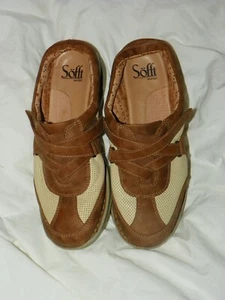 SOFFT MULE SLIP ON SNEAKERS SHOES BROWN LEATHER WOMENS SIZE 7M - Picture 1 of 11