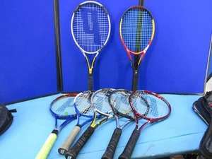 PRINCE TENNIS RACKETS LOT OF 7 VARIOUS MODEL AND SIZES USED WITH COVER - Picture 1 of 8