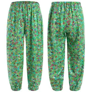 Girls Trousers Workout Pants Summer Dancewear Party Wide Leg Leopard Print 70's - Picture 1 of 99