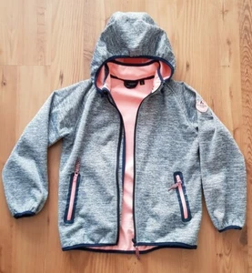 Name it Playtech Jacke Softshelljacke Kapuze blau melange lachs Mädchen Gr. 128 - Bild 1 von 3