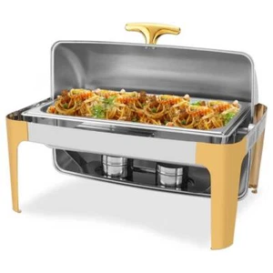 9 QT Roll Top Full Size Stainless Steel Chafing Dish Buffet Set for Weddings New - Picture 1 of 8