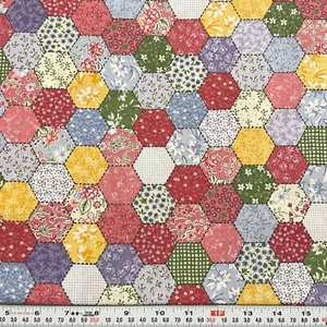 Grandmother's Flower Garden Hexagons for Springs Cotton Fabric by the HALF YARD - Picture 1 of 2