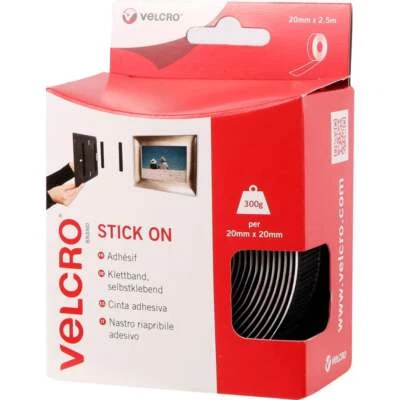 VELCRO® Genuine Brand 20mm SELF ADHESIVE Stick on Tape HOOK & LOOP Sticky Strips