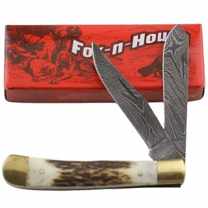 Fox N Hound Damascus Trapper Pocket Folding Knife FH614 - Picture 1 of 6