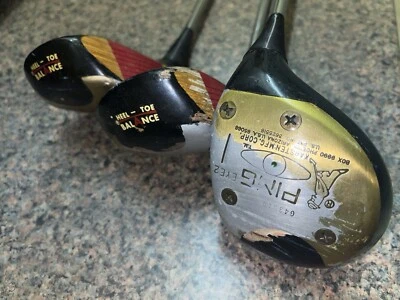 Ping Eye 2 Wood Golf Clubs Set 1 3 5 Steel Shaft - Image 1 of 4