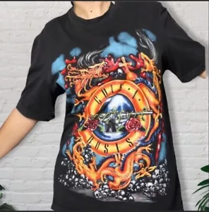 Guns and Roses Black T Shirt Mens M Band tour Skulls Dragon Fade Y2K 90s Vintage - Foto 1 di 17