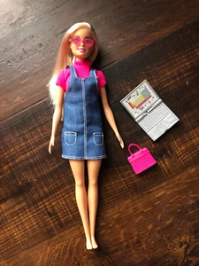 Barbie Blond Doll with Laptop and Purse, Pink Glasses - Picture 1 of 4