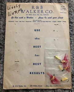 Fishing Store Display Wooly Worm R&B Walker Fish Lure w Product 1940s Vintage - Picture 1 of 8