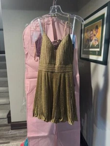 Antiguo vestido de cóctel dorado Jovani 2087 talla 2 ¡NUEVO CON ETIQUETAS VENTA! - Imagen 1 de 3