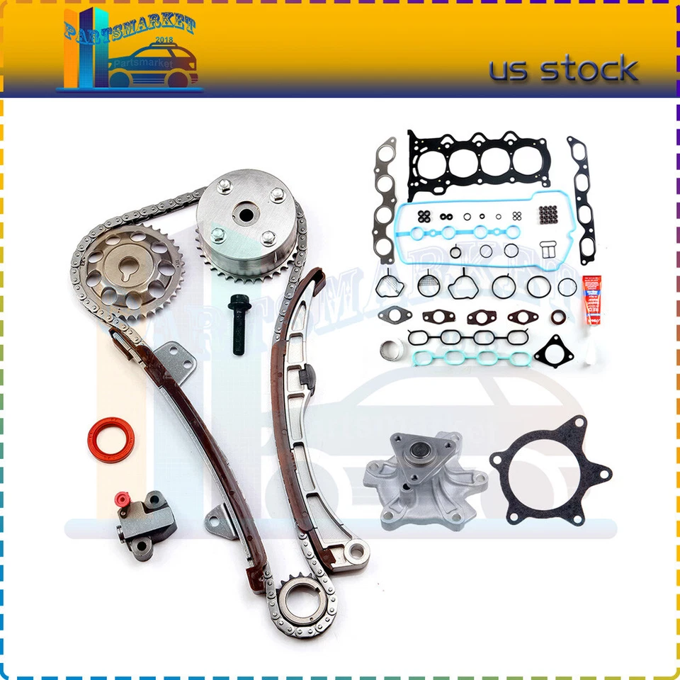 Head Gasket Set Timing Chain Kit Water Pump For 07-12 Toyota Yaris 1.5L - Image 1 of 4