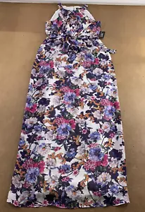 SLNY Women's Size 10 Colorful Floral Print Halter Neck Maxi Dress NWT - Picture 1 of 9