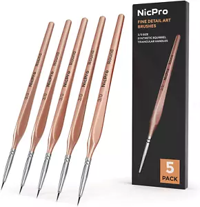 Detail Paint Brushes 5 PCS Extra Fine Tip 000 Professional Miniature Painting Ar - Picture 1 of 12