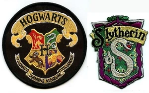 FEINE BRITISCHE BESTICKTE HARRY POTTER SERIE: HOGWARTS + Slytherin Emblem Set ♔ - Bild 1 von 12