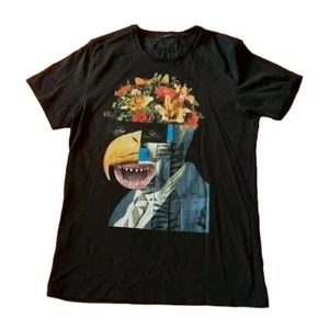 RAR Spase schwarz abstrakte Grafik XXL T-Shirt Streetwear Patchwork Artwear Italy - Bild 1 von 5