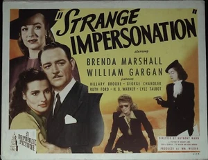 Strange Impersonation Lobby Title Card 1946 Brenda Marshall, ultra rara! - Foto 1 di 1