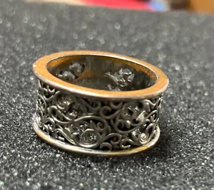 Silver carved auspicious ring Size 7.75 - Picture 1 of 7