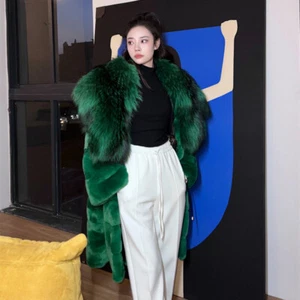 Frauen echte Rex Kaninchen Pelzmantel Silber Fuchs Pelz Schal Kragen Chinchilla - Picture 1 of 13