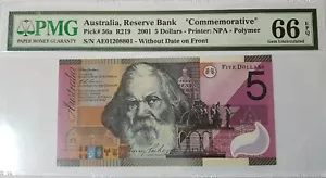 2001 Australia $5 "Commemorative" PMG66 EPQ GEM <P-56a> @Polymer - Picture 1 of 4
