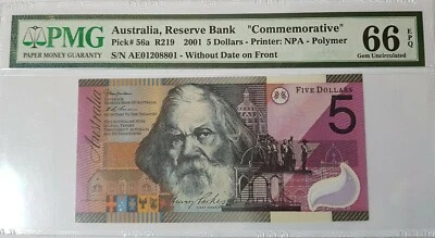 2001 Australia $5 "Commemorative" PMG66 EPQ GEM <P-56a> @Polymer  - Image 1 of 4