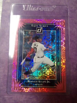 2019 Panini Donruss Elite Series Pink Firework Ronald Acuna Jr #ES1 - Image 1 of 2