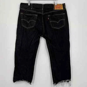 Levi's Jeans Men's Size 42 Blue 501 Straight Leg Cutoff Button Fly Cotton Dark - Picture 1 of 13