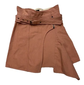 Isabel Marant Eydie Denim Asymmetrical Mini Skirt Sz S 38 W/Belt Dusty Rose VGUC - Picture 1 of 11