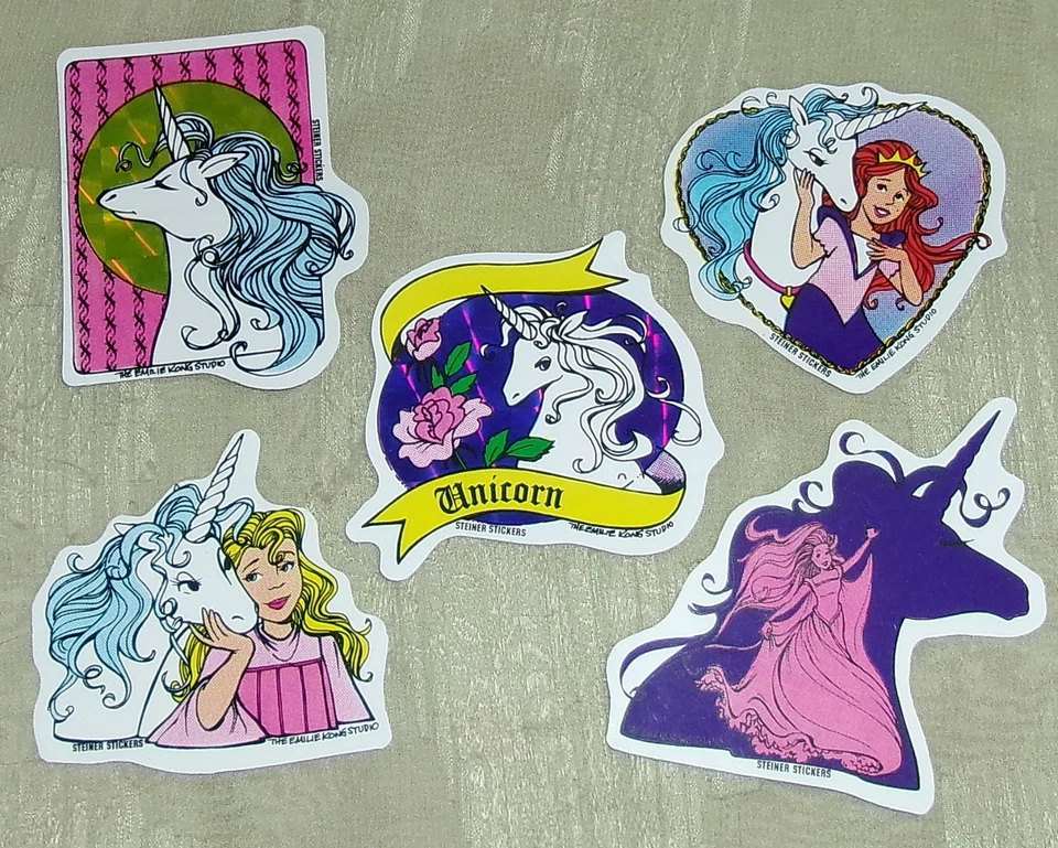 VTG Emilie Kong Studios Steiner Stickers Vending Prism Vinyl Unicorn Lot of 5 - Image 1 of 1
