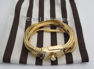 Brazalete de cadena multicapa chapado en oro Henri Bendel NY vintage Foto 1 de 4