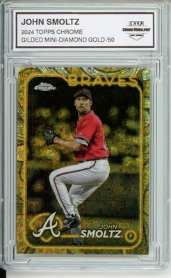 2024 TOPPS CHROME #124 JOHN SMOLTZ GILDED MINI-DIAMOND GOLD /50 - Image 1 of 2