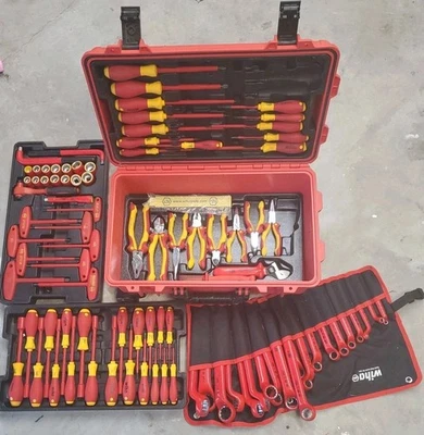 WIHA 92 Electricians Insulated Tools Set  Rolling Hard Case LineMen,EV MECHANIC  - Image 1 of 4