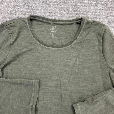 Woolx Shirt Womens Medium Green Merino Wool Scoop Neck Base Layer Long Sleeve - Image 1 of 4