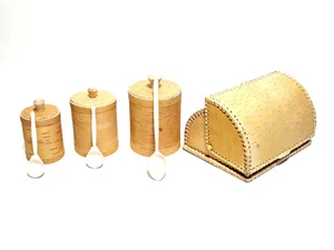 Wood Birch Bark Vessel Storage Set Storage Jar Container Organikprodukt - Picture 1 of 9