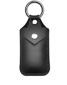 men women key bag case Rings holder U disk Card pocket cow Leather black H521 - Picture 1 of 5