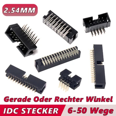 IDC Straight / Curved Pin Boxed PCB Header Connectors 2.54mm Pitch 6 - 50 Ways - Image 1 of 4