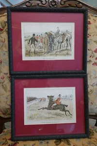 Two Antique 19th Century Equestrian Scene Illustrations Framed Georgiana Bowers - Picture 1 of 13