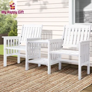 Gardeon Wooden Garden Bench Seat Table Loveseat Patio Park Outdoor Furniture - Picture 1 of 8