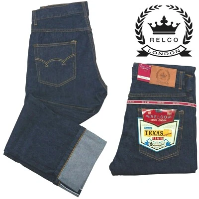 RELCO LONDON Pantalones de mezclilla Relco para motociclista rockabilly de 14 oz occidentales pierna recta