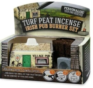 Irish Turf Peat Incense Ceramic Pub Burner Set Novelty Saint Patrick's Day Gift - Picture 1 of 2