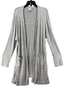 Cárdigan Soma para mujer XXL 2X Plus gris frente abierto bolsillos largos acanalados - Imagen 1 de 11