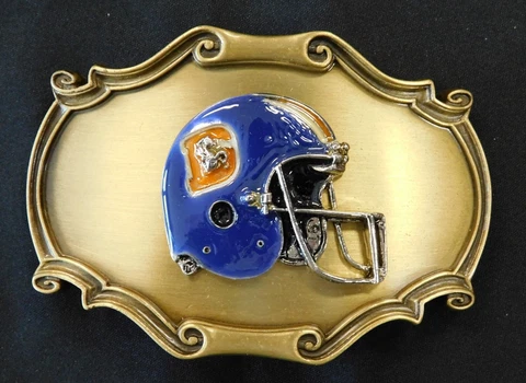 Denver Broncos Football Club Team Brass Helmet Enamel RainTree Belt  Buckle NIB Cover