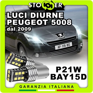 PAIR OF LED DAYTIME RUNNING LIGHTS POSITION P21W BAY15D for Peugeot 5008 MK1 6000K CANBUS - Picture 1 of 13