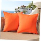  Set Of 2 Outdoor Waterproof Pillow Covers 18x18 Inch (pack Of 2) Bright Orange