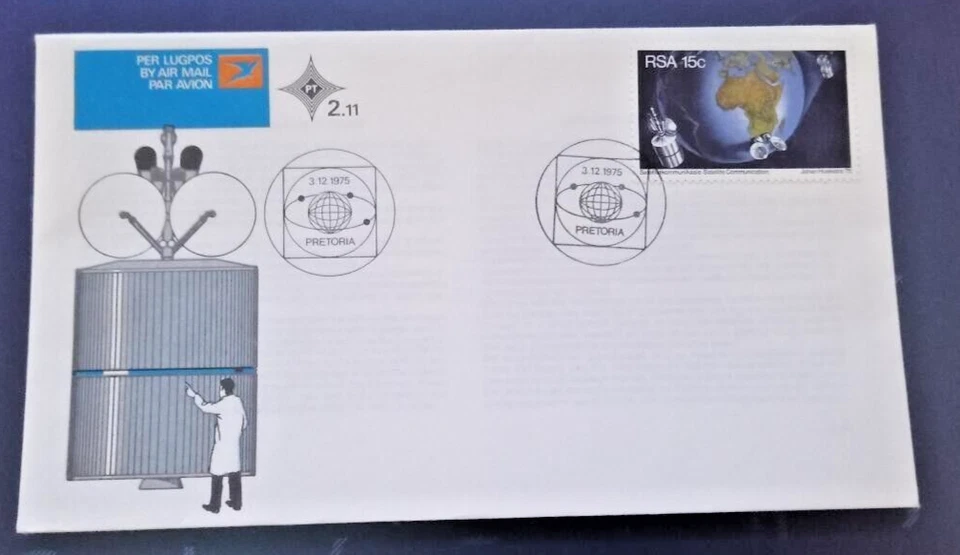 Sudáfrica 1975 Comunicaciones Satelitales Primer Día Cubierta Foto 1 de 1