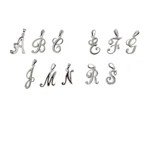 SILVER TONE NECKLACE WITH SCRIPT INITIAL PENDANT & EARRINGS SET (SALE) - Picture 1 of 12