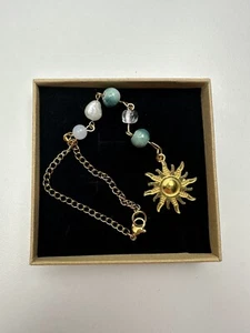 Sun Hanging Car Charm,Green and Gold Rear View Mirror Accessories Cute Boho Dang - Picture 1 of 3