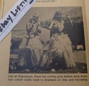 Polynesische Mädchen Gras Röcke Vintage Druck Werbung Zeitung 1963 4 Zoll x 4 - Bild 1 von 4