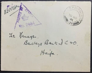 Raro matasellos británico FPO 124 en 1941 Palestina ejército sin sello OEA cubierta Haifa - Imagen 1 de 2