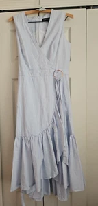 Vestido Ivanka Trump para mujer de algodón a rayas sin mangas imitación urdimbre volantes dobladillo talla 2 - Imagen 1 de 15