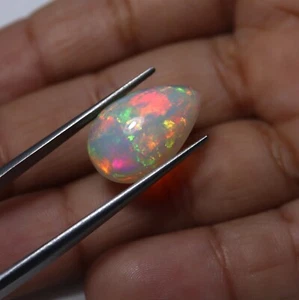 4.9 Cts 17.5x11.6 MM Natural AAA Multi Fire Ethiopian Opal Pear Cabochon - Picture 1 of 12