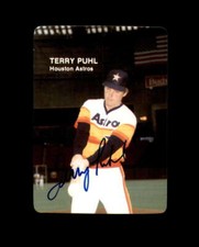 Terry Puhl Hand Signed 1985 Mother's Cookies Houston Astros Autograph